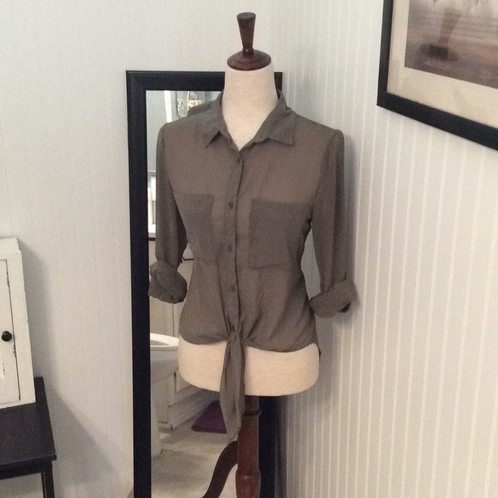 Sheer Button-Down Blouse
